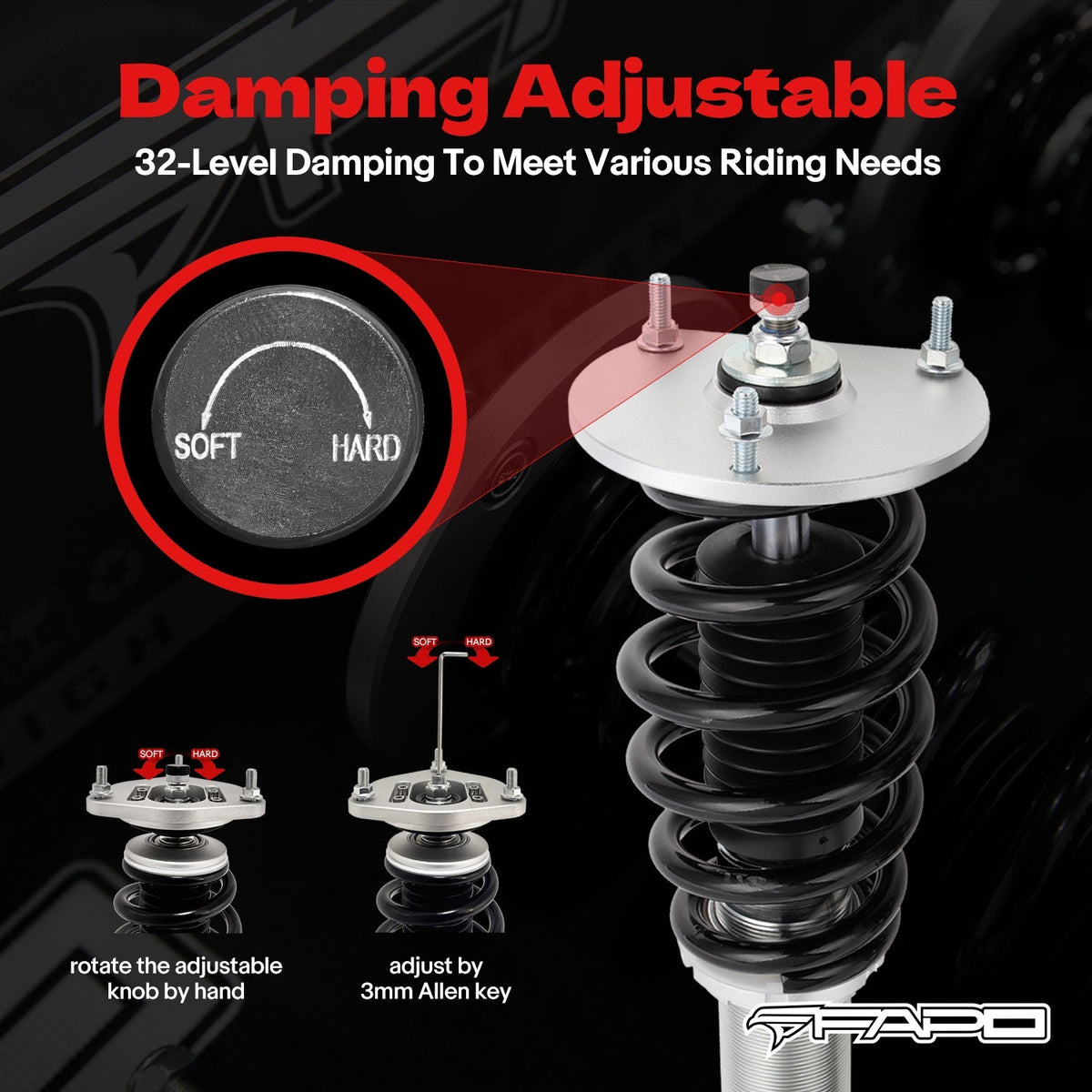 FAPO PF 32-Level Coilovers 1998-2006 Mercedes-Benz S-Class W220 / CL-Class C215 (AIRMATIC Compatible) [PF046330]