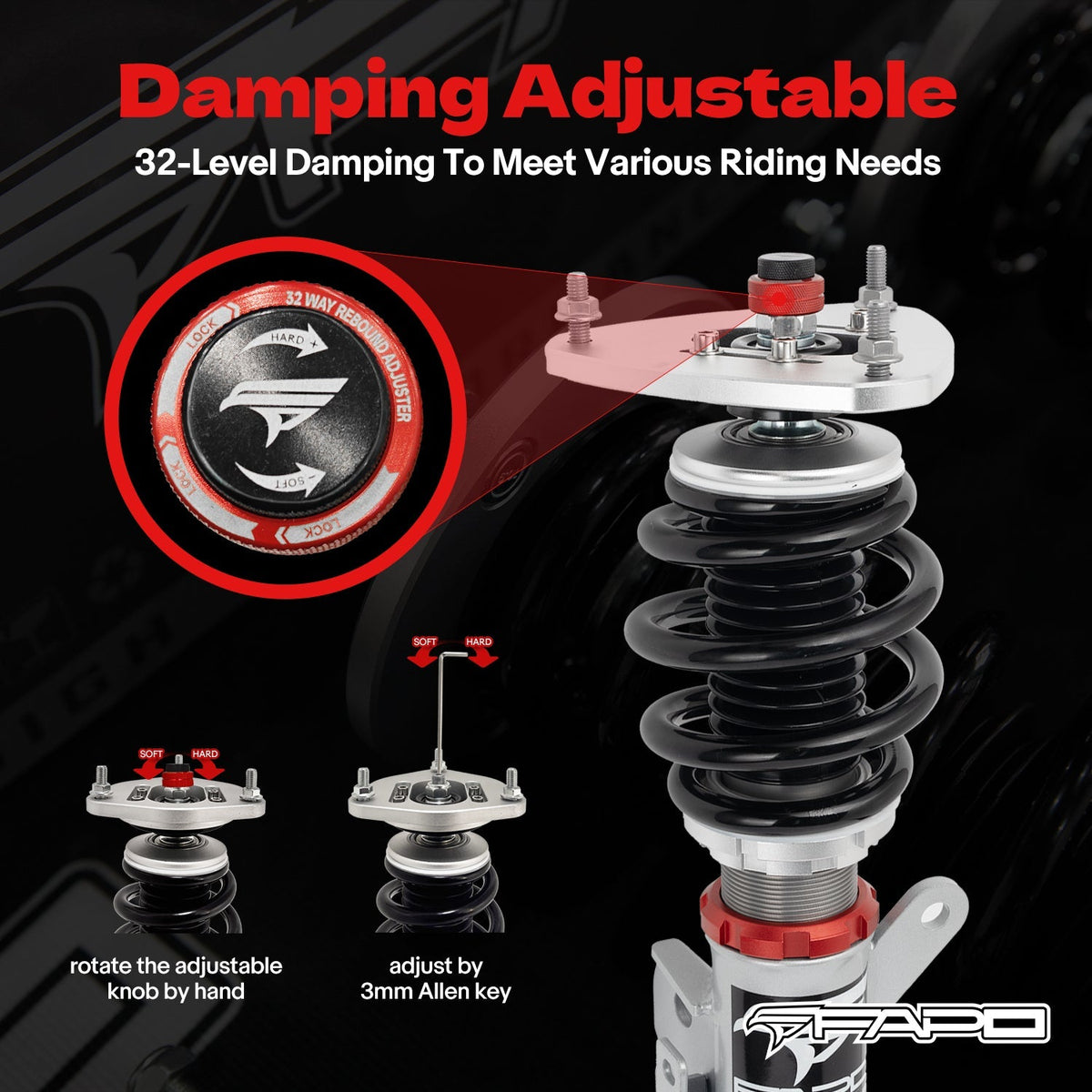 FAPO PF 32-Level Coilovers Toyota 86/GR86, Scion FR-S & Subaru BRZ (ZN6/ZC6/ZN8/ZD8) 2012+ [PF000430]