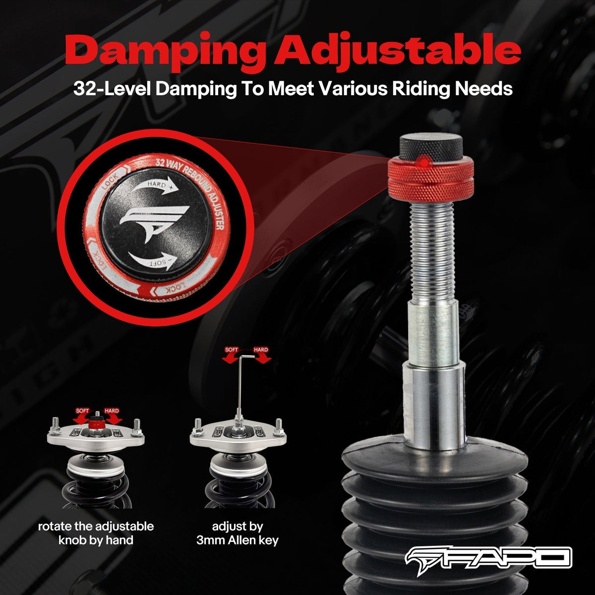 FAPO PF Custom 32-Level Coilovers Pontiac G8 2008-2009 sedan & Holden Caprice 3rd Gen VM 2006-2013 [PF008030-CUSTOM]