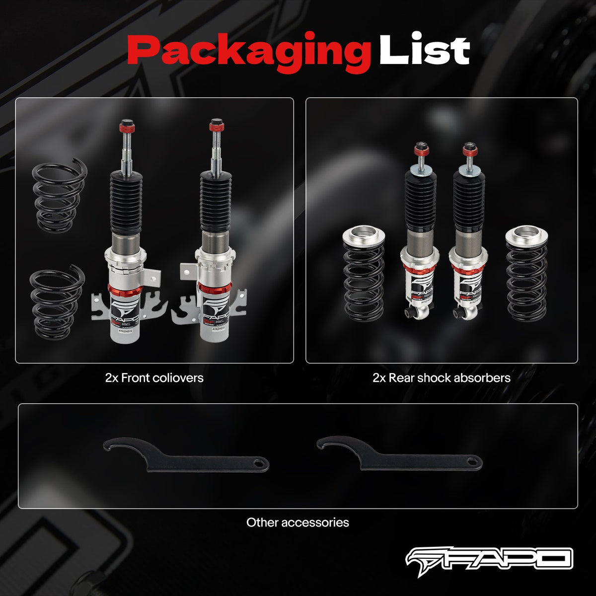 FAPO PF Custom 32-Level Coilovers Pontiac G8 2008-2009 sedan & Holden Caprice 3rd Gen VM 2006-2013 [PF008030-CUSTOM]