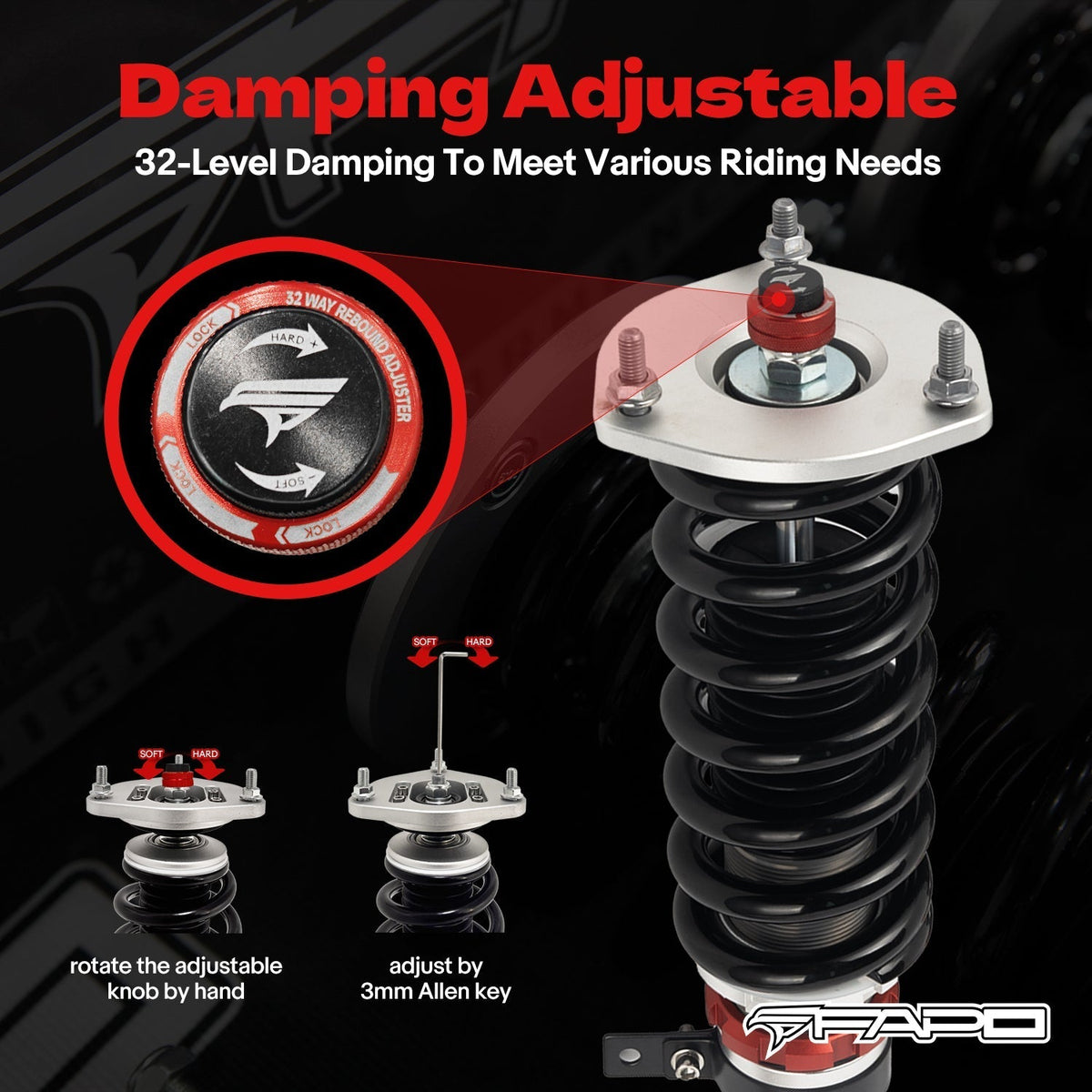 FAPO PF Custom 32-Level Coilovers Lexus IS200/IS300 1st Gen GXE10/JCE10/SXE10 1999-2005 [PF015430-CUSTOM]
