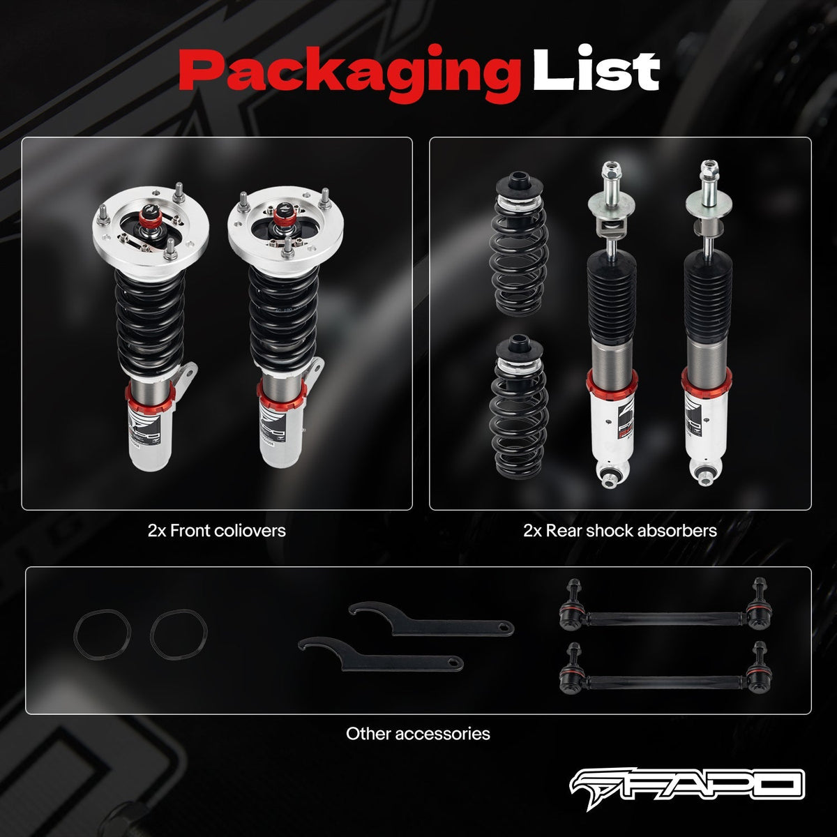 FAPO PF 32-Level Coilovers BMW 1 Series E82 2011 &BMW M3 E90/E92/E93 2007-2013 [PF016430]