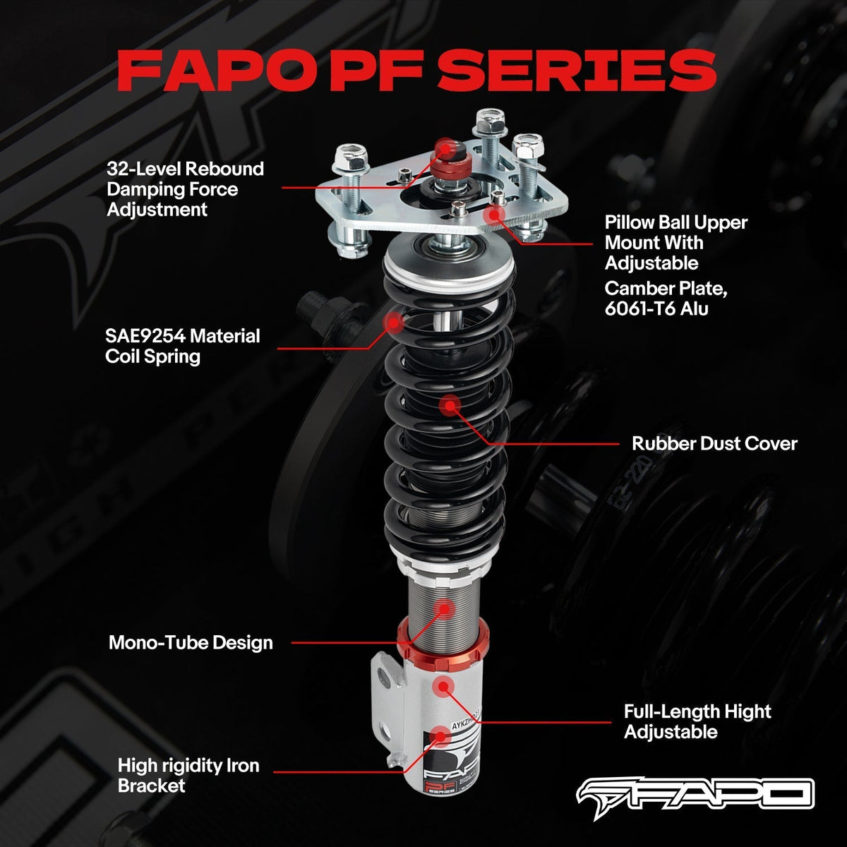 FAPO PF Custom 32-Level Coilovers Ford Fairmont 1981-1983 & Mustang 3rd Gen (Fox) 1979-1993 [PF017130-CUSTOM]