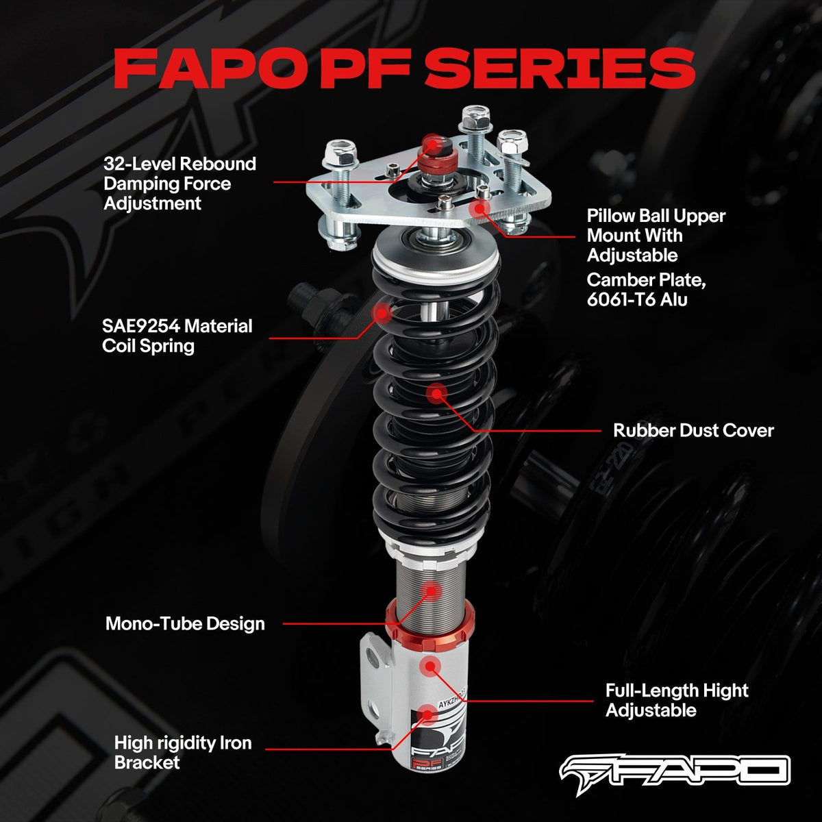 FAPO PF 32-Level Coilovers Ford Fairmont 1981-1983 & Mustang 3rd Gen (Fox) 1979-1993 [PF017130]