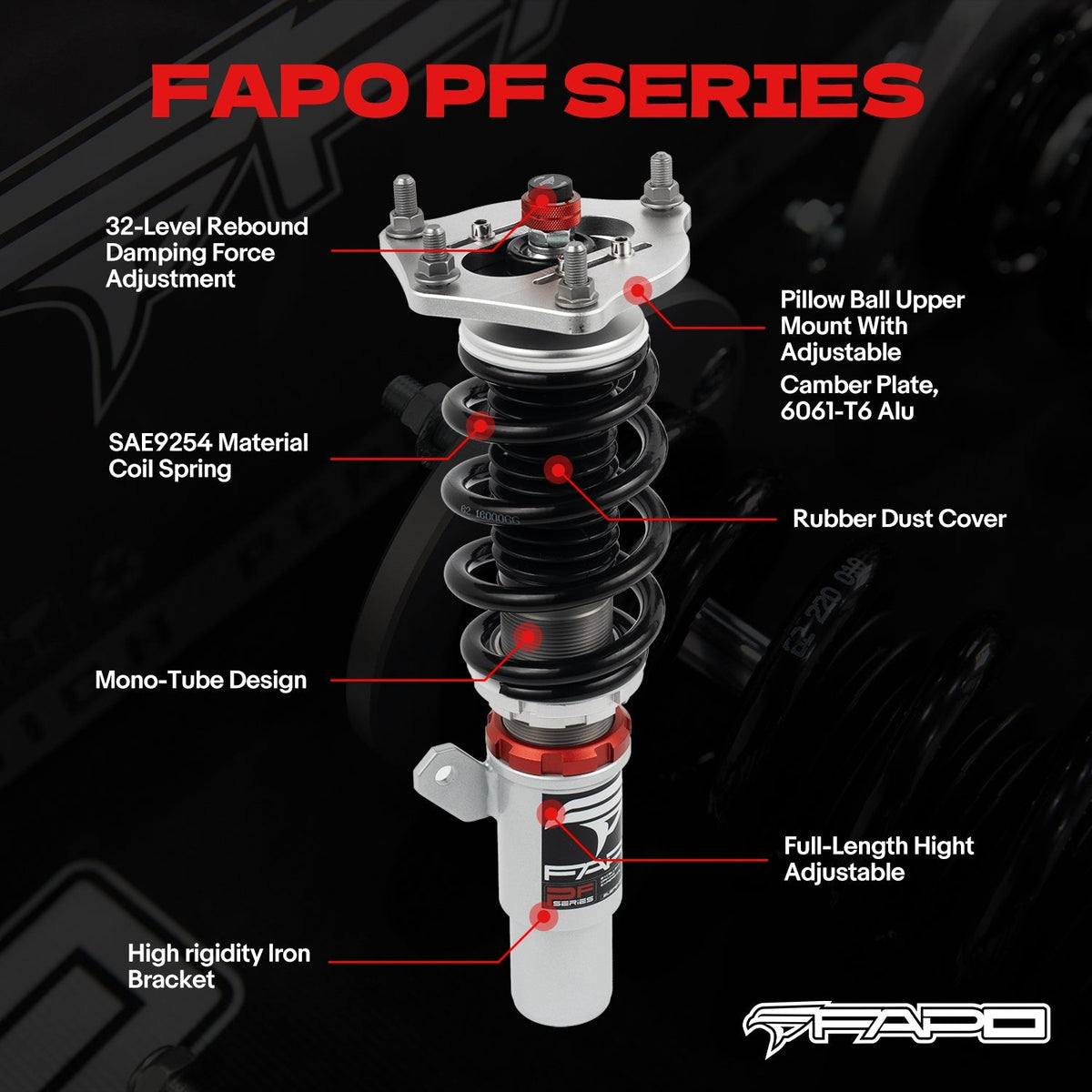 FAPO PF 32-Level Coilovers Honda Civic 2016-2025 / Honda Insight 2019-2022/Honda Integra 2022+ [PF022730]