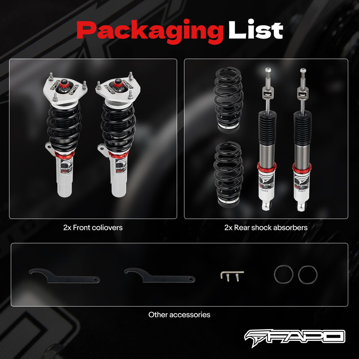 FAPO PF Custom 32-Level Coilovers 32-Level Damping Coilover Volkswagen R32 MK5/A5 2008 & VW Rabbit MK5 2006-2009 [PF024830-CUSTOM]