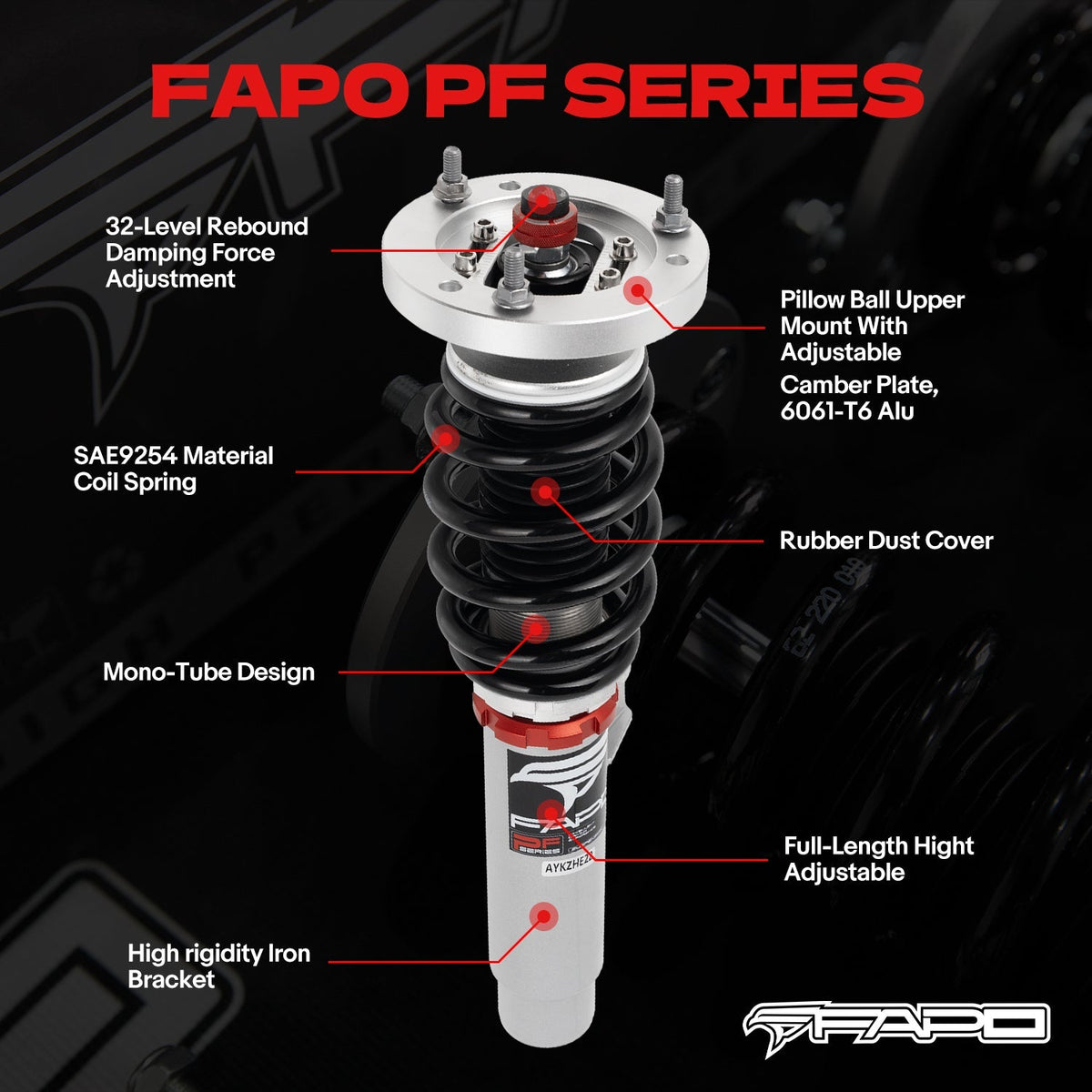 FAPO PF 32-Level Coilovers BMW 3 Series 4th Gen (Rear Integrated) E46 (non-M) 1997-2006 [PF026130]