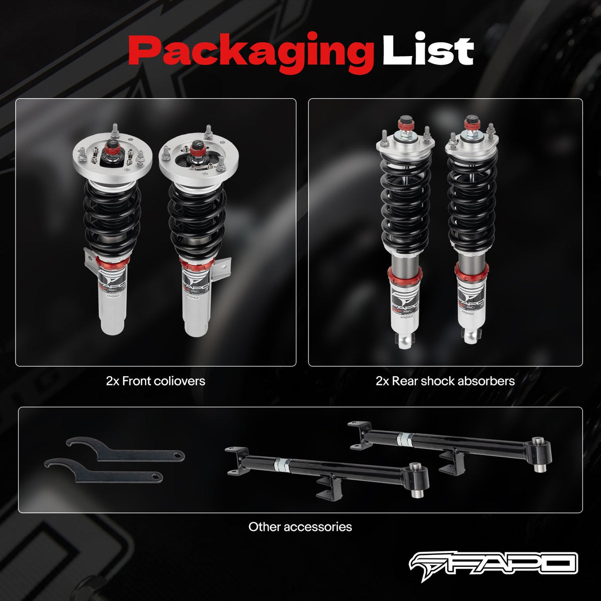 FAPO PF 32-Level Coilovers BMW 3 Series 4th Gen (Rear Integrated) E46 (non-M) 1997-2006 [PF026130]