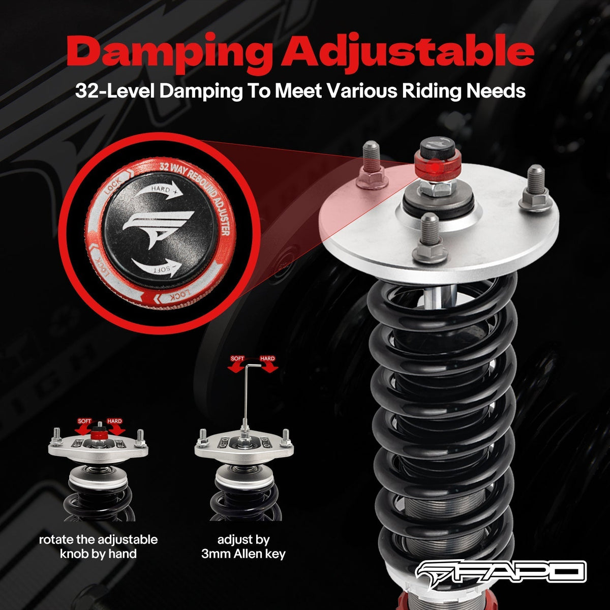 FAPO PF Custom 32-Level Coilovers Mercedes-Benz C-Class 4th Gen 2WD W205/S205/C205/A205 2014-2021 [PF056330-CUSTOM]