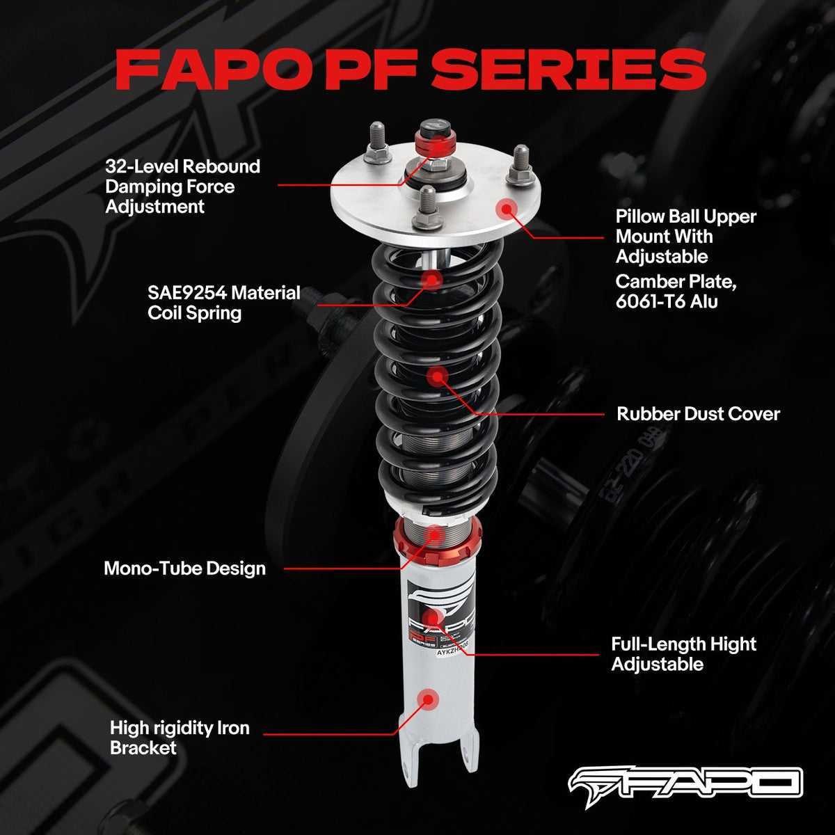FAPO PF 32-Level Coilovers Mercedes-Benz C-Class 4th Gen 2WD W205/S205/C205/A205 2014-2021 [PF056330]