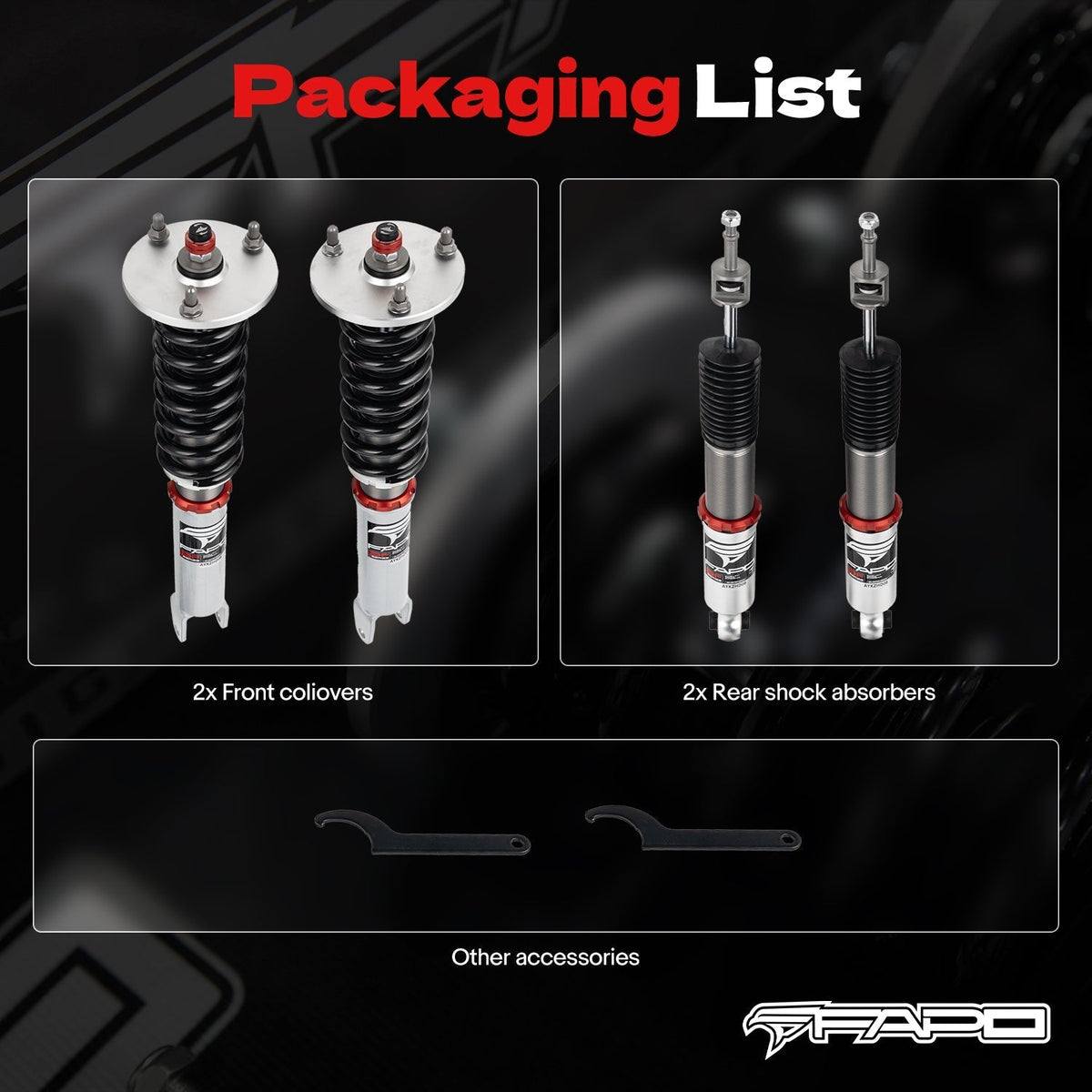 FAPO PF Custom 32-Level Coilovers Mercedes-Benz C-Class 4th Gen 2WD W205/S205/C205/A205 2014-2021 [PF056330-CUSTOM]
