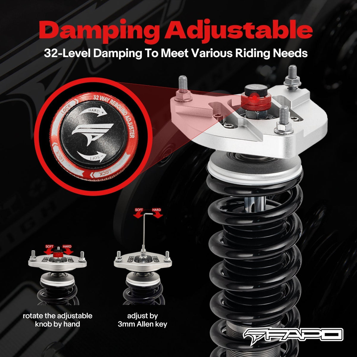 FAPO PF Custom 32-Level Coilovers Mercedes-Benz C-Class 3rd Gen RWD W204/S204 2007-2014 [PF056430-CUSTOM]