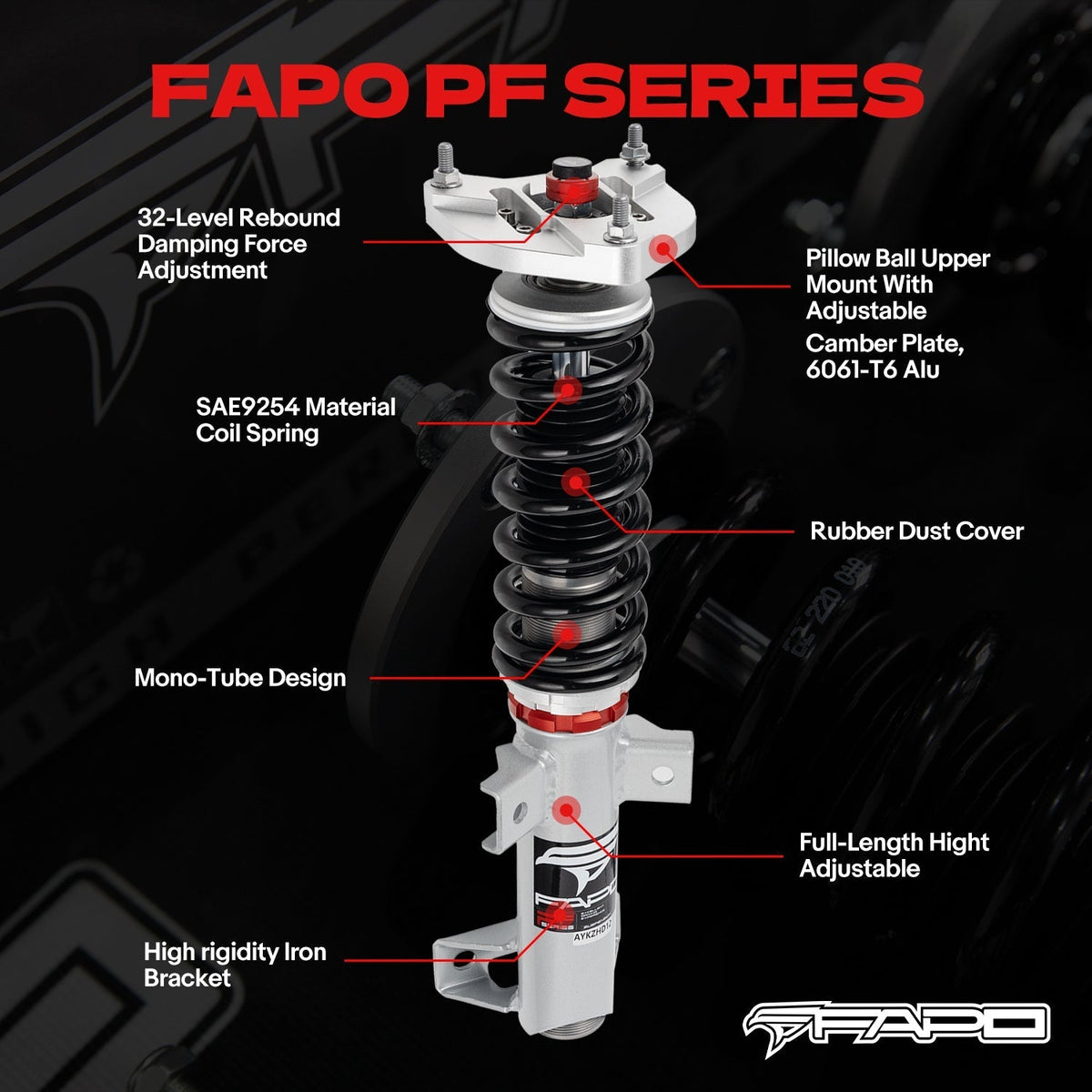 FAPO PF Custom 32-Level Coilovers Mercedes-Benz C-Class 3rd Gen RWD W204/S204 2007-2014 [PF056430-CUSTOM]