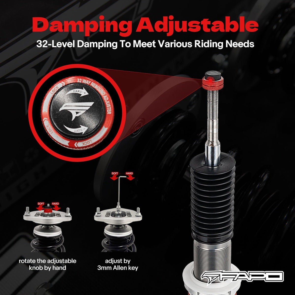 FAPO PF 32-Level Coilovers Mercedes-Benz C-Class 2nd Gen RWD W203 2000-2007 [PF056630]