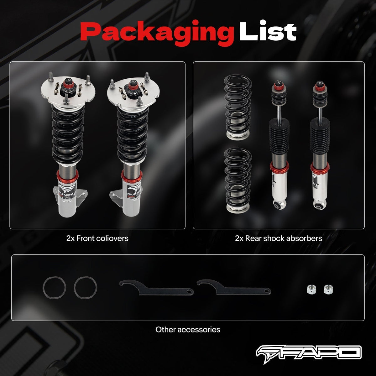 FAPO PF Custom 32-Level Coilovers Benz E-Class W124 1986-1998 & Mercedes-Benz 190E 1984-1993 [PF066330-CUSTOM]