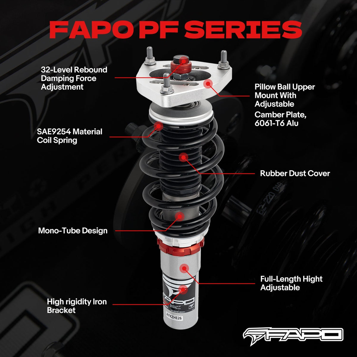 FAPO PF 32-Level Coilovers Porsche Boxster 3rd Gen 981 2012-2016 [PF091830]